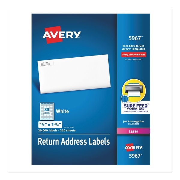 Avery Dennison Mailing Labels, 80-Up, White, PK20000 5967